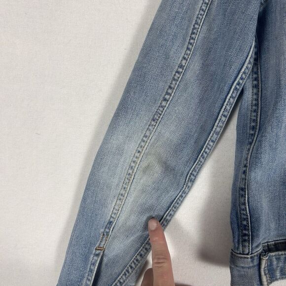 Levis Jean Jacket Womens Size Small Light Wash Trucker Denim Original STAINED - Picture 9 of 13